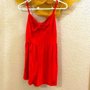 Red Ribbed Romper
